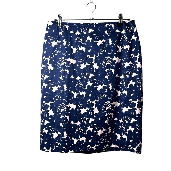 Talbots Dresses & Skirts - Talbots Pencil Skirt Womens Size 8 Navy Blue Pink Abstract Lined Stretch Office